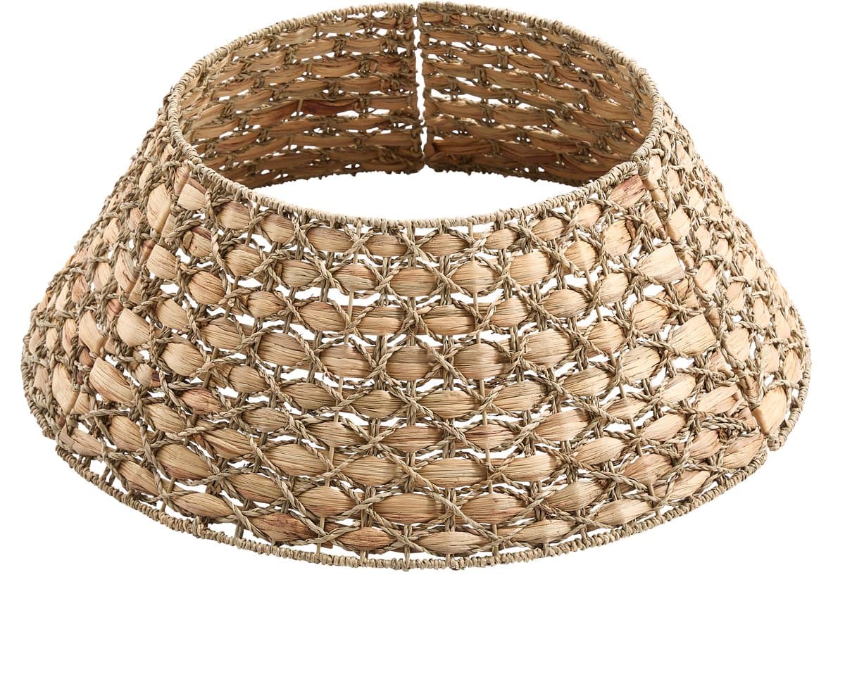 Meisterhome Kerstboommand - Kerstboomrok van natuurlijke Zeegrass - Ø 60 cm - Decoratieve hoes om de kerstboomstandaard - Kerstboomring - kraag Kerstboomrok - H23 x Ø60 cm - Zeegras - Naturel Bruin 3 elementen