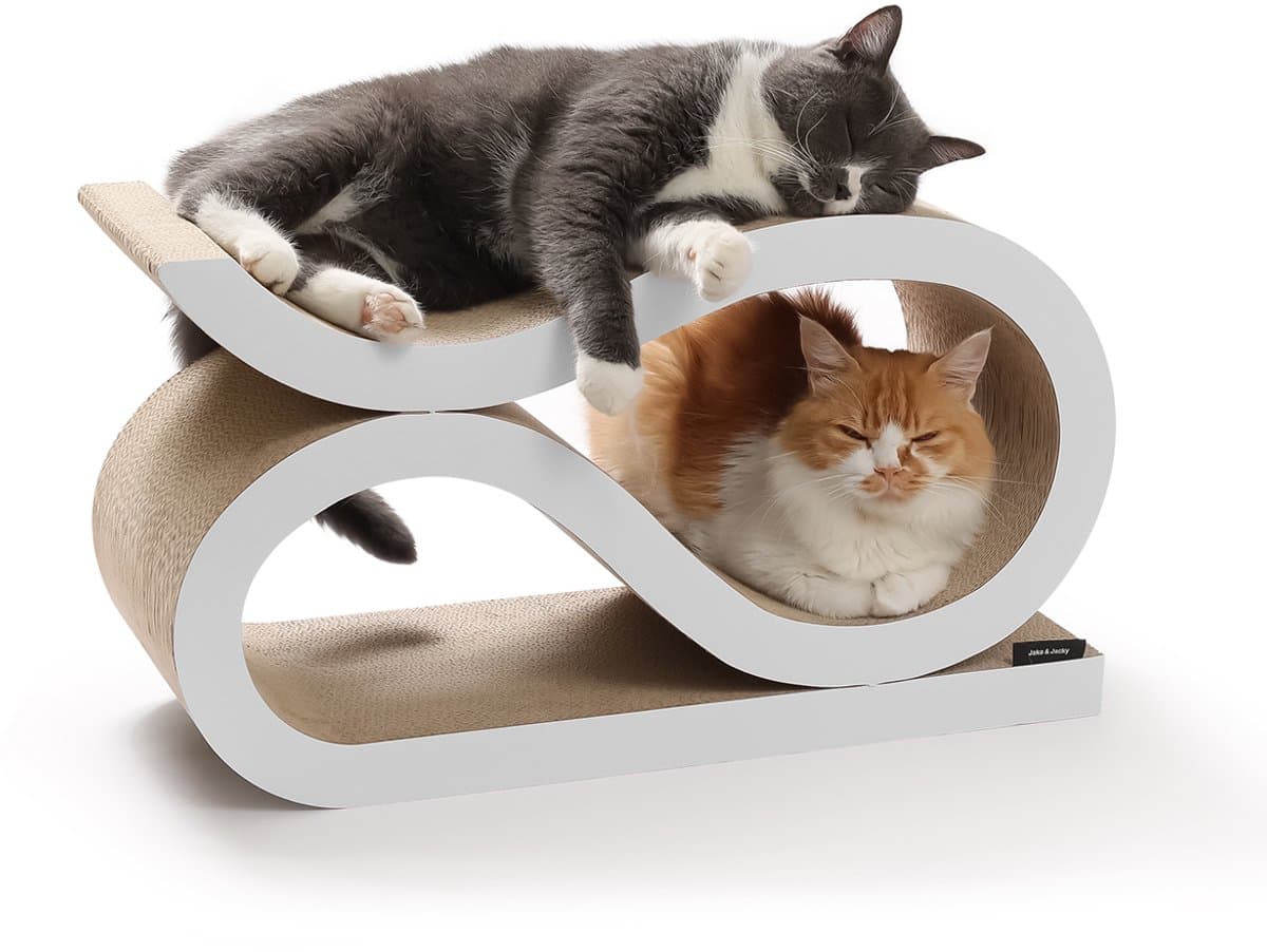 Jake and Jacky Krabkarton voor Katten 2 in 1 Model - Krabpaal Karton - Krabplank - Krabmand - Krabmeubel - Kartonnen Krabmat - Kattenmand - Kattenbed - 60x24x34cm
