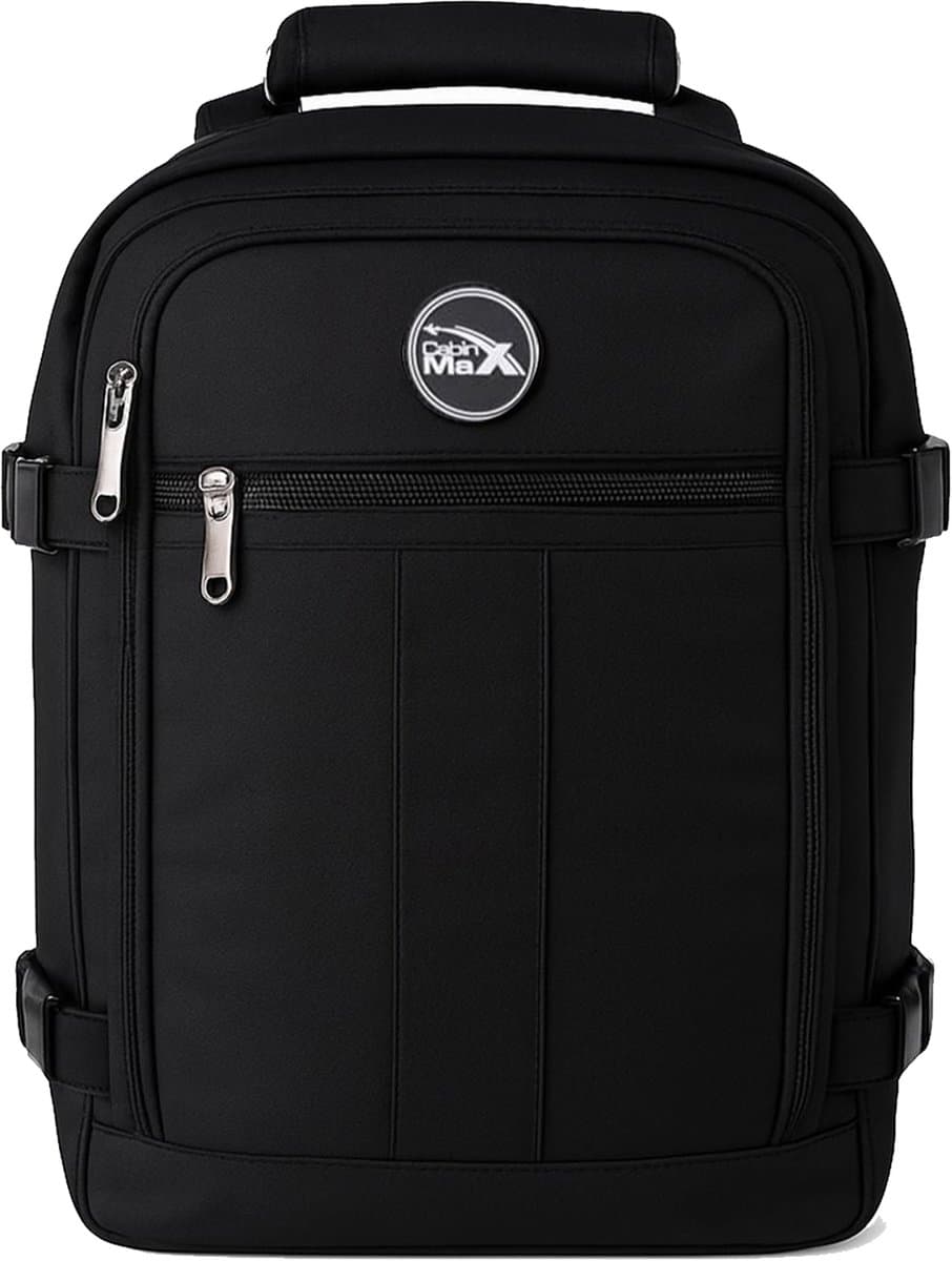 CabinMax Metz Reistas – Handbagage 24L Ryanair / Wizz Air – Rugzak Transavia – Schooltas - 40x30x20 cm – Compact Backpack – Lichtgewicht – Zwart