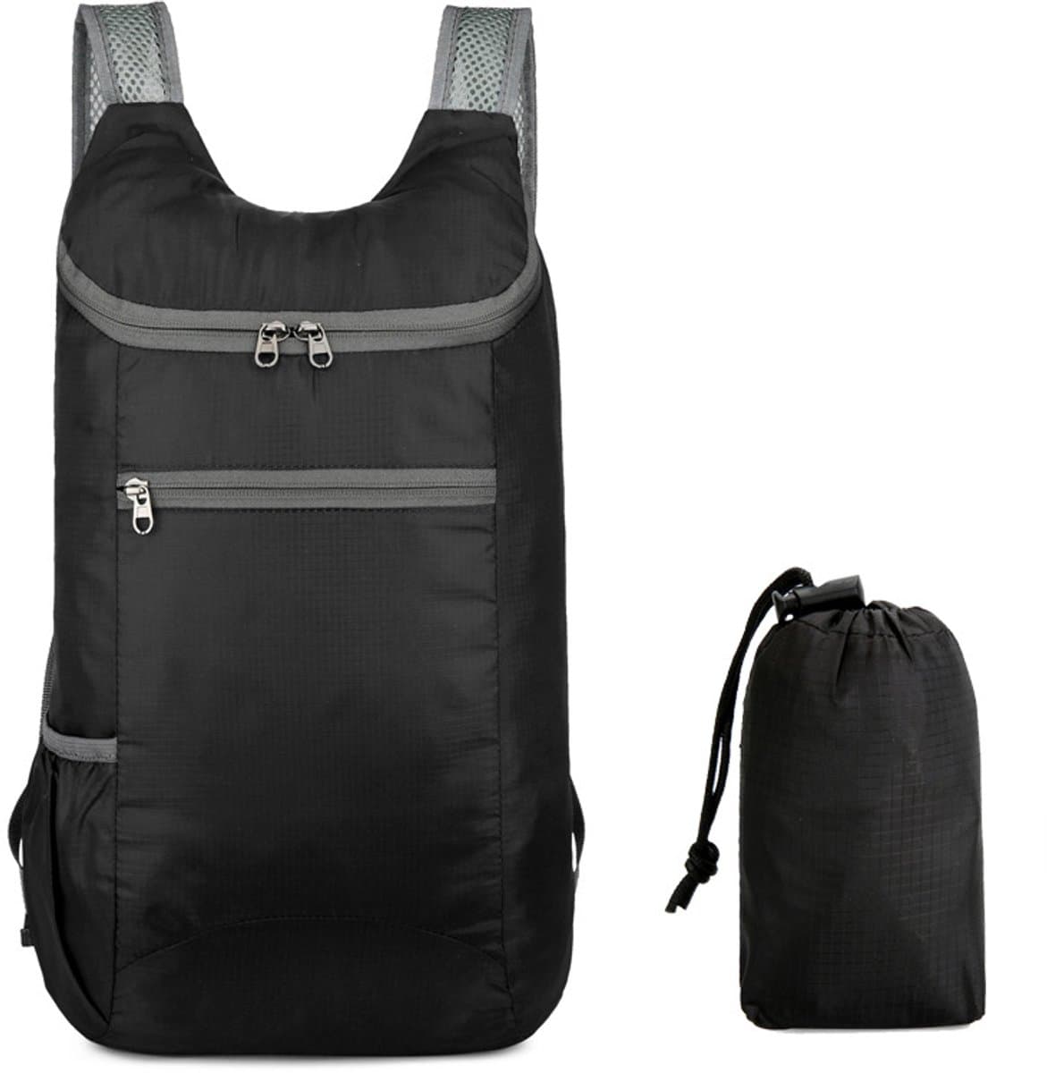 Rugzak - Backpack - tas - Ultralichte opvouwbare rugzak - backpacks - waterdicht canvas, grote capaciteit - geschikt voor reizen, wandelen, kamperen, fietsen, buitensporten, unisex, zwart, één maat
