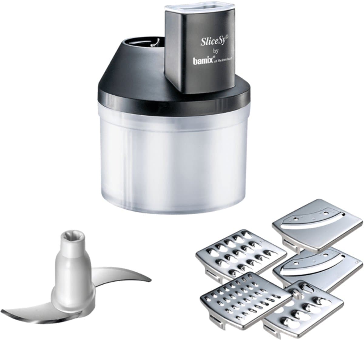 Bamix SliceSy elektrische rasp Zwart, Transparant