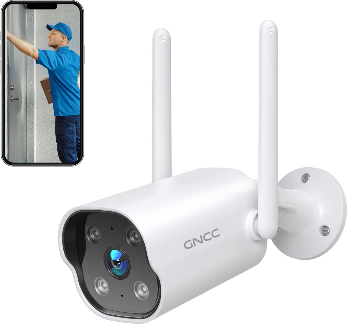 GNCC GT1Pro Bewakingscamera voor Buiten - 2K IP-camera's - Wifi en app - Nachtzicht - Tweerichtingsaudio - Wit