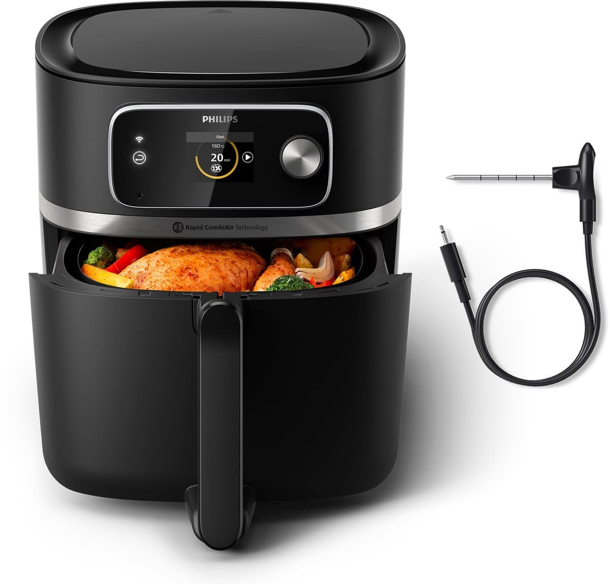 Philips 7000 Series Airfryer - Combi XXL Connected - HD9880/90 - Rapid CombiAir - 8.3L - Tot 6 personen - Met Voedselthermometer