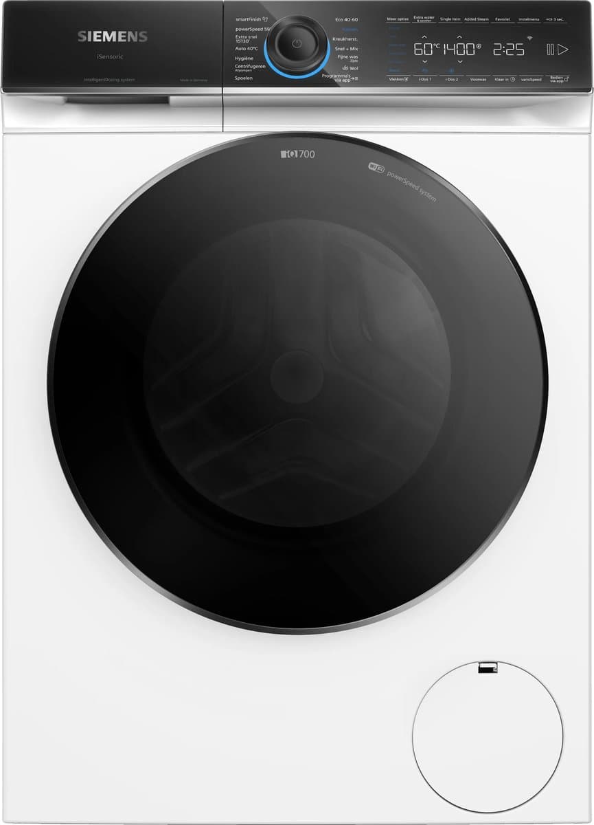 Siemens WG44B2ABNL - iQ700 - Wasmachine met stoom - 9 kg - 1400 rpm - 50% zuiniger dan energielabel A - Automatisch doseren - smartFinish: vermindert kreukels tot 50% - Zeer stil - Versnel het wasproces met varioSpeed - Home Connect