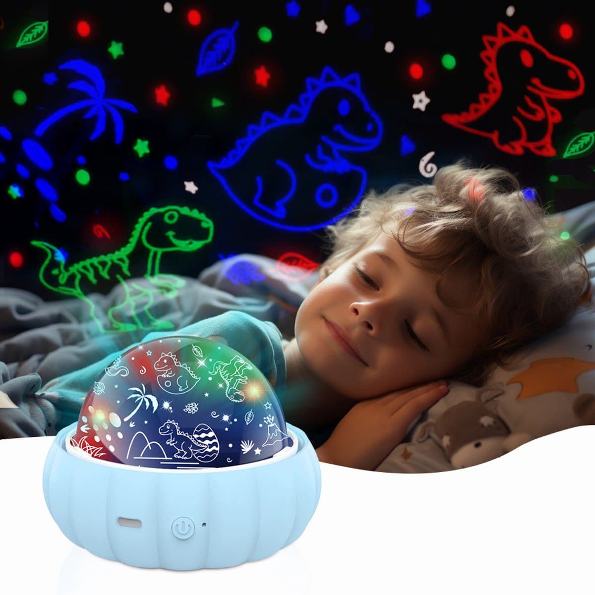 Sterrenhemel Projector - Sterrenhemel lamp - LED Lamp Kinderen - Nachtlampje Projector Kinderen - 360 Roterende +3 Films Nachtlampje Projector - USB Oplaadbare Galaxy Lamp - verjaardagscadeaus voor 1-4-6-14 jaar oud meisje en jongen(Blue)