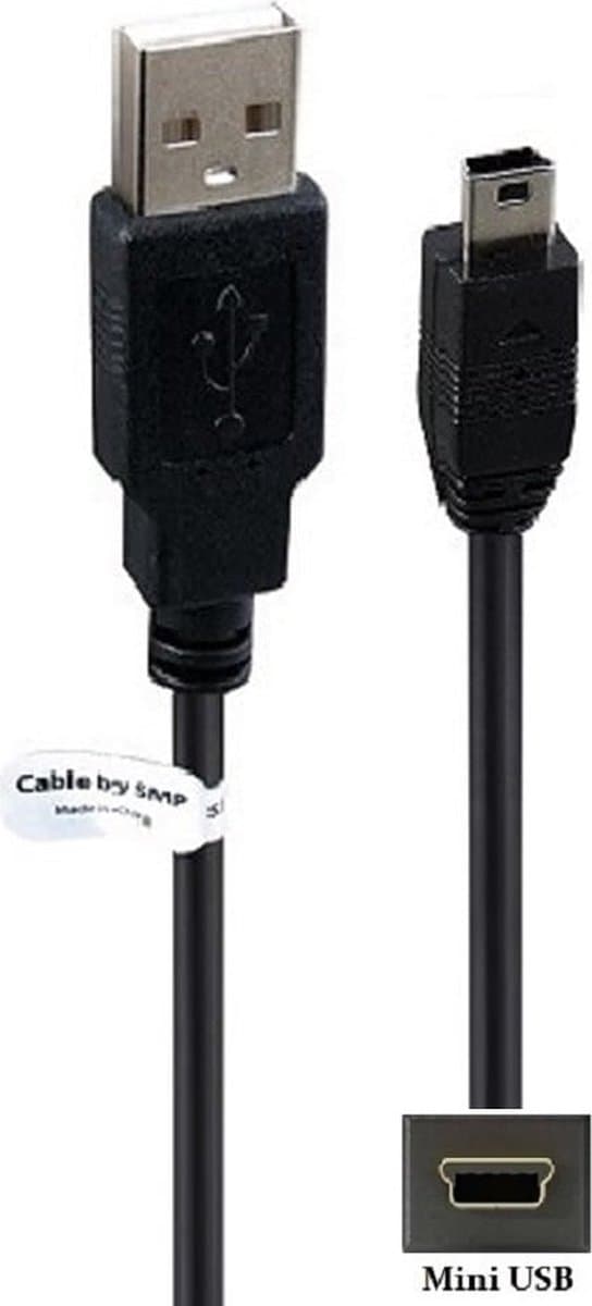 OneOne 3,2m Mini USB kabel. Extra sterke laadkabel. Stevig oplaadkabel snoer past op TomTom Trucker 5000, Trucker 6000, TomTom Urban Rider, TomTom White Pearl, TomTom Pro 5150