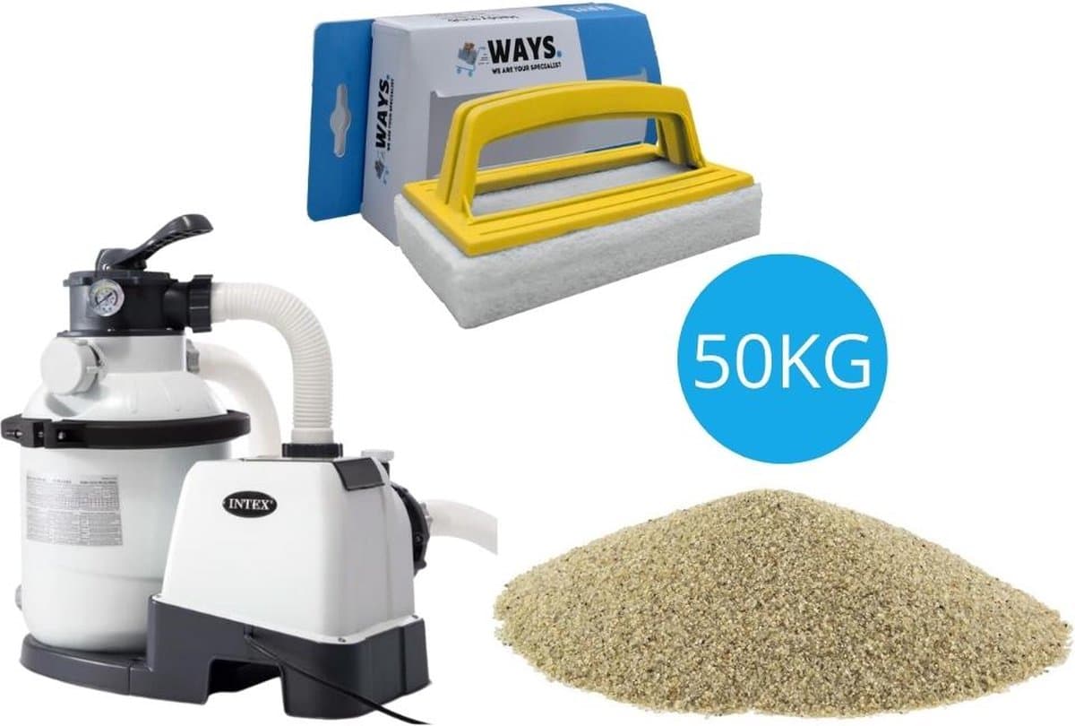 Intex - Zandfilterpomp 5700 L/u & Filterzand 50 kg & WAYS Scrubborstel