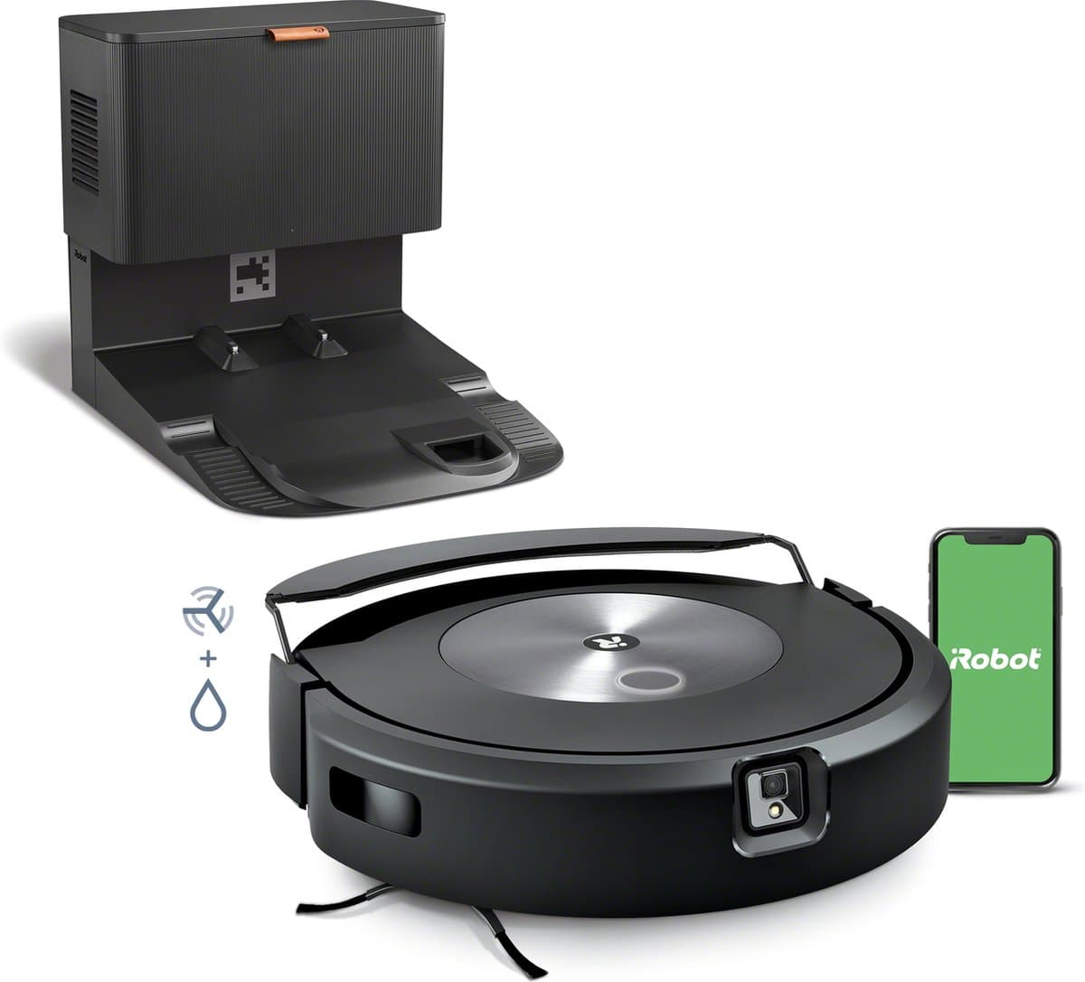 iRobot Roomba Combo j7+ (C7558) Robotstofzuiger met Dweilfunctie – Automatisch leegstation - Slimme Objectdetectie & Vermijding – Dual Cleaning Technologie – Compatibel met Alexa & Google Assistant – Precisienavigatie met Intelligente Kaartweergave