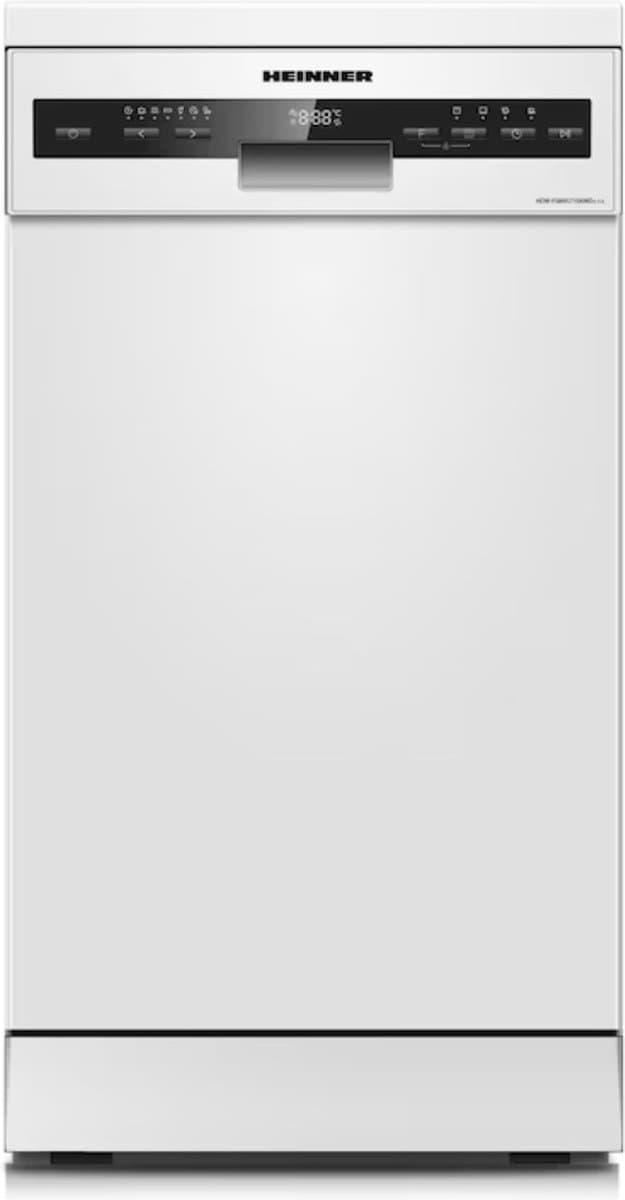 Heinner Slanke Vaatwasser 45 cm — 10 Couverts, Auto-Deur Opening, LED Display, Stil 49 dB, 5 Jaar Garantie, Wit — HDW-FSM45710AWD+++