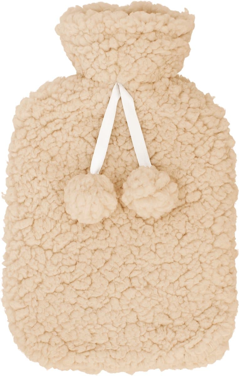 Kruik met Teddy Hoes 29x17x4 cm - Warmwaterkruik - Warmtekruik - Warmte Kussen - Beige - Deluxa