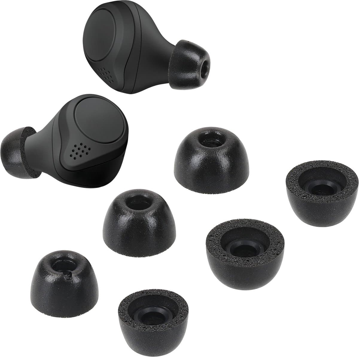 kwmobile 6x cover voor oordopjes - geschikt voor Jabra Elite 75t /65t / Active - Van memory foam in zwart - Maat S, M en L