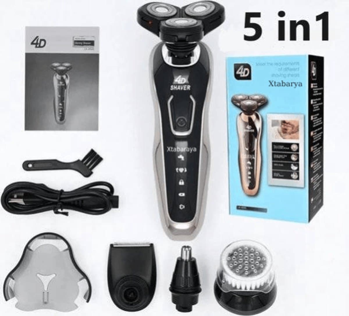 Nieuwe Elektrische Scheerapparaat 5in1 Voor Mannen 4D Elektrische Baard Trimmer Usb Oplaadbare Professionele Tondeuse Haar Snijder Volwassen Scheermes Voor Mannen