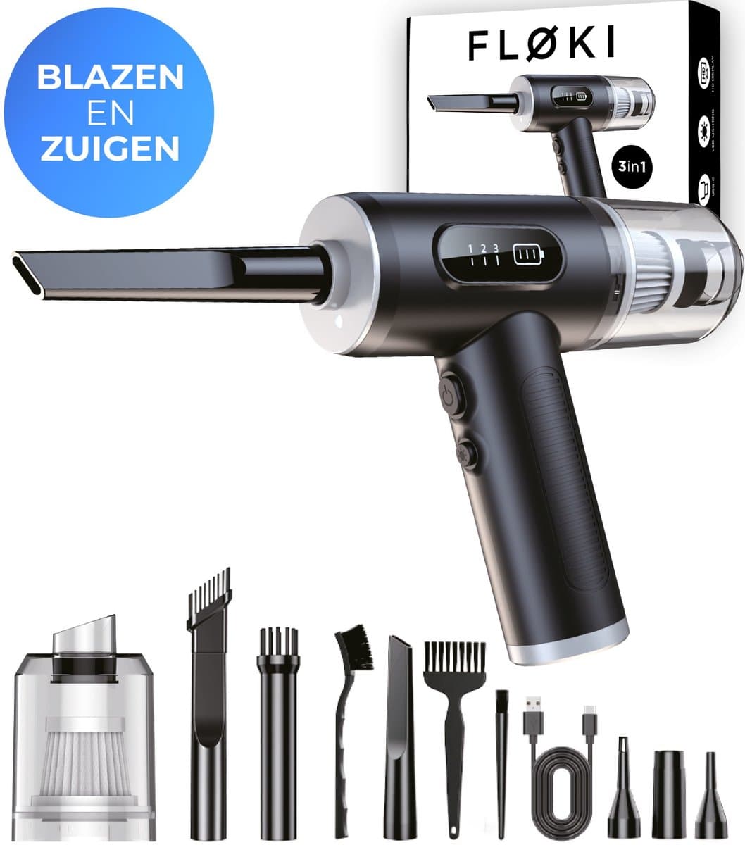 Floki® Air Duster - Blazen & zuigen - perslucht - stofblazer - Auto stofzuiger - luchtblazer - Compressed Air