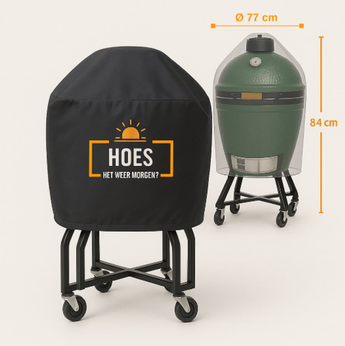 Luxe waterdichte ronde BBQ hoes - 84 cm x 77 cm - Barbecue beschermhoes - BBQ accessoires - Geschikt voor o.a. Kamado, Big Green Egg, Grill Guru, The Bastard, Patton, Weber