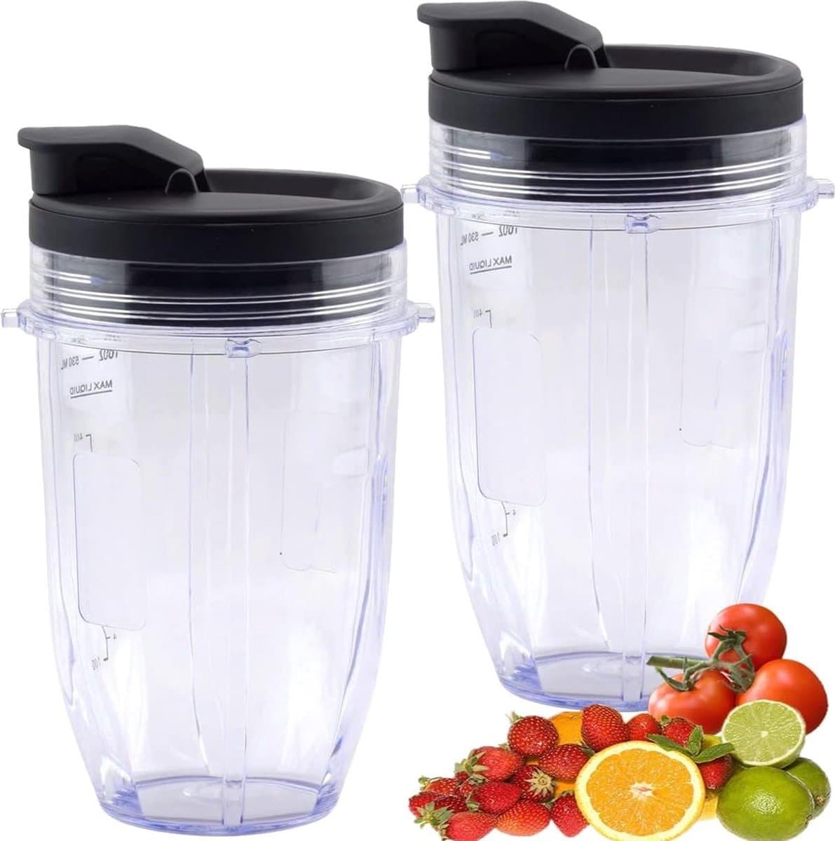 Geschikt voor 18oz Blenderbeker met Sip & Seal-deksel - Geschikt voor ,BL450,BL454,BL455,BL456,BL480,BL481,BL482,BL490,BL640,BL642,BL682,SS101,SS401,SS351/,voor Nutri Ninja Auto IQ-serie blenders, 2-pack