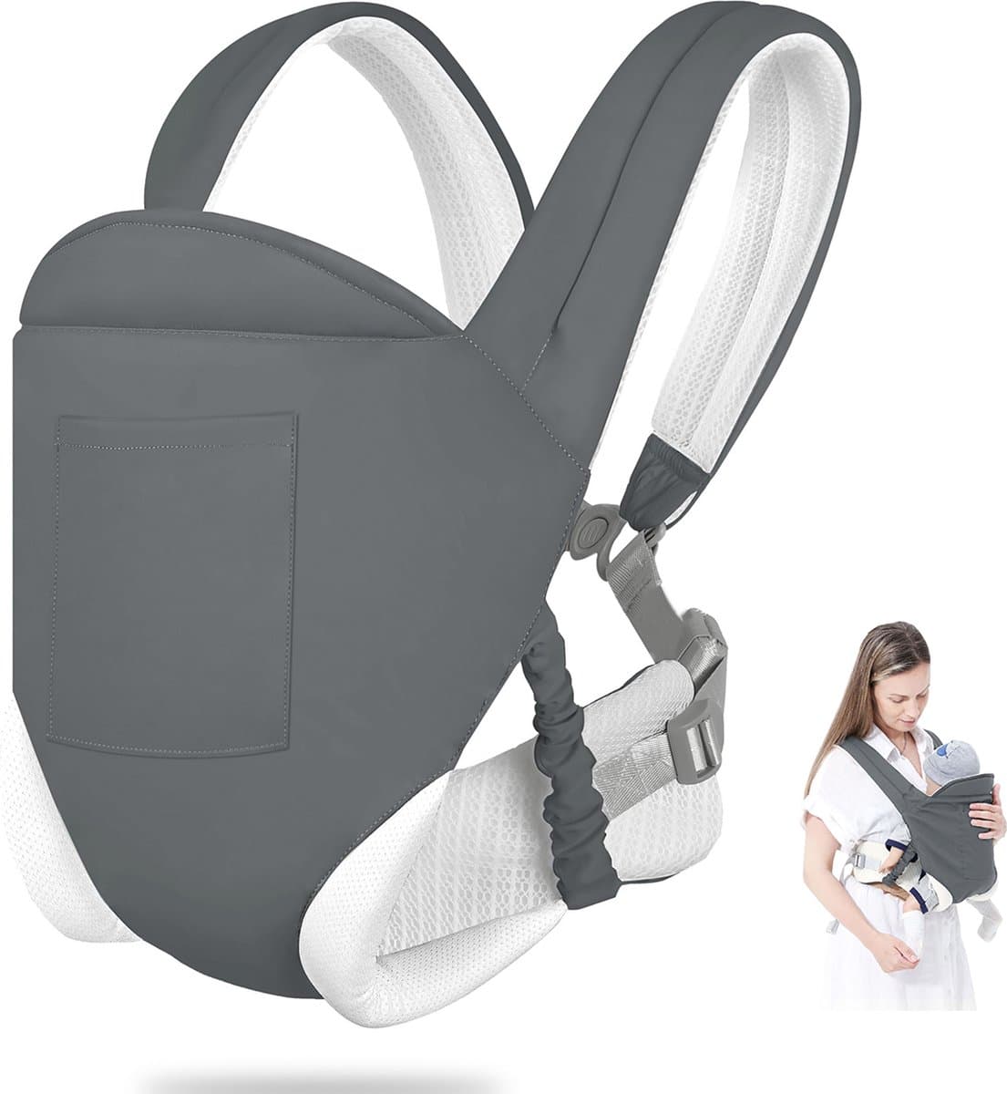 Draagzak - Ergonomische Draagzak - Buikdrager - Comfortabel - Babydrager vanaf Geboorte - Carrier - Kinderdrager - Opbergvakjes