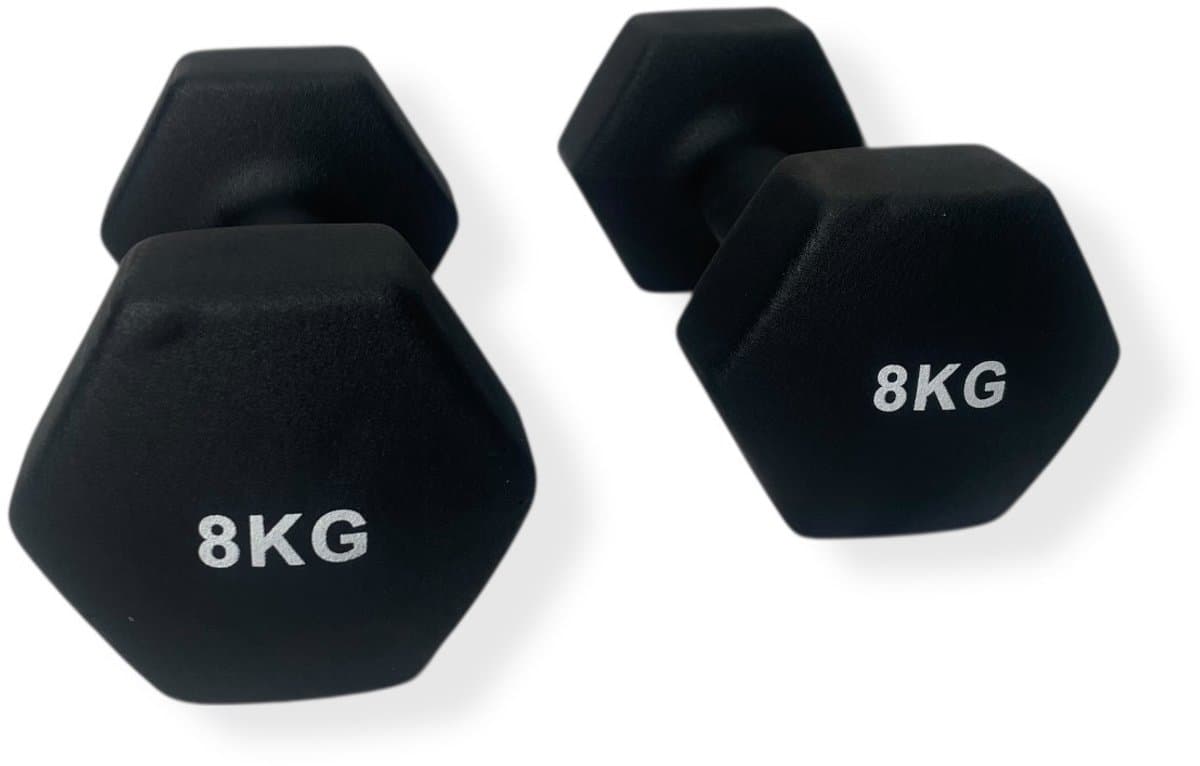 Padisport - Dumbells 8 Kg - Halter - Gewichten Set Halters - Gewichten 8 Kg - Zwarte - Gewichten - Dumbells - Halters - Gewichtjes 8 Kg