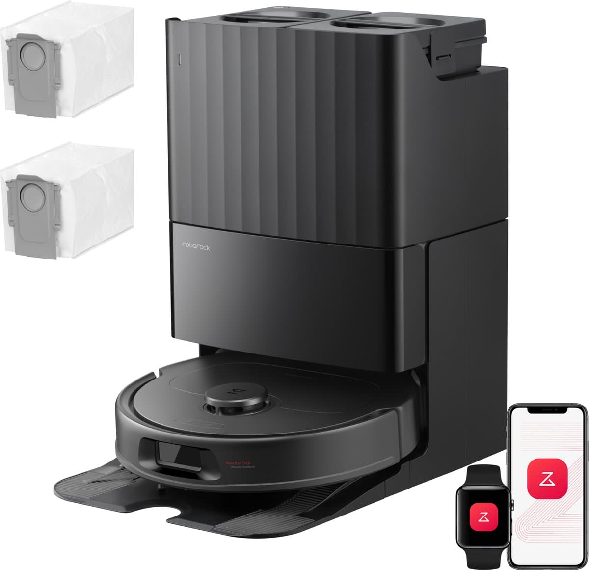 Roborock Qrevo S Pro Set-Robotstofzuiger–Alles-in-één multifunctioneel dockingstation–18500 Pa zuigkracht–Antiklitsysteem-Reactive Tech Obstakelvermijding-Intensieve tapijtreiniging 10 mm Dweilverhoging–Twee roterende dweilpads–Roborock app controle