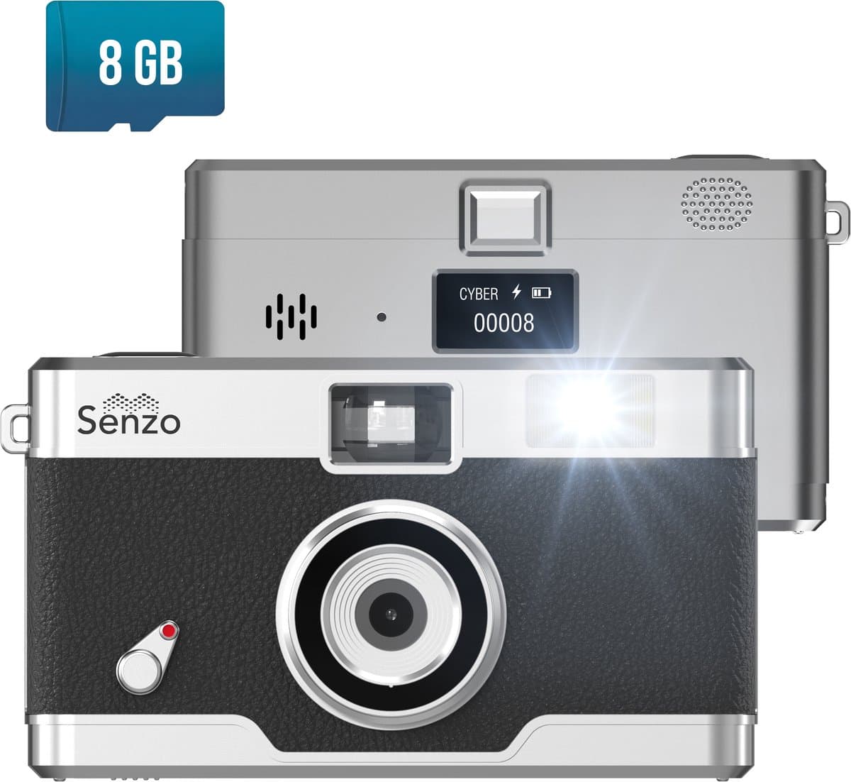 Senzo Digitale Camera - Schermvrije Retro Fotocamera - 13MP - 8 Ingebouwde Filters - 2500 Foto's - 8GB - Fototoestel