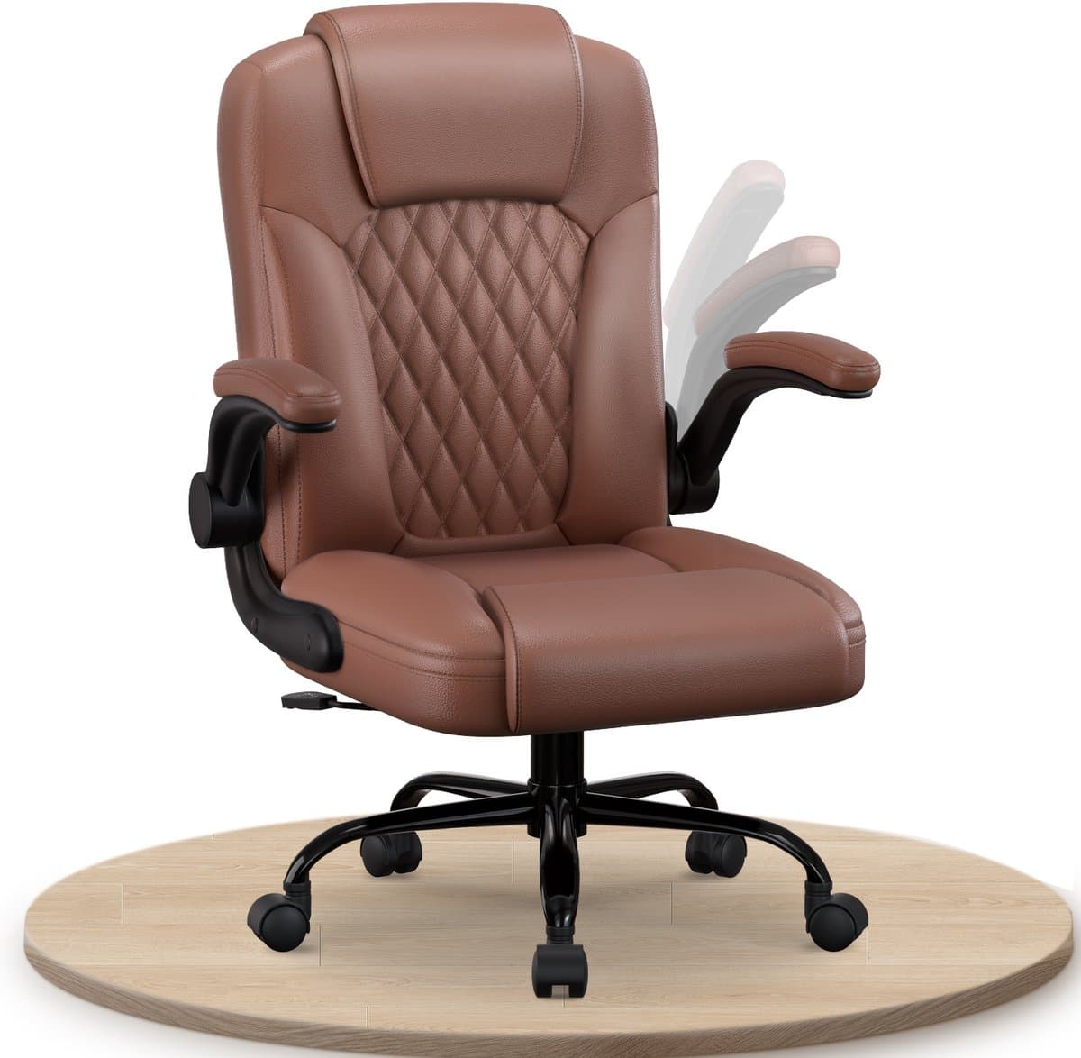 Elekiatech Ergonomische Bureaustoel-Bureaustoel-met 90°-120°Rugleuning Bureaustoelen voor Volwassenen-Inklapbare Armleuningen-Office Chair-Gaming Stoel-150kg - Bruin