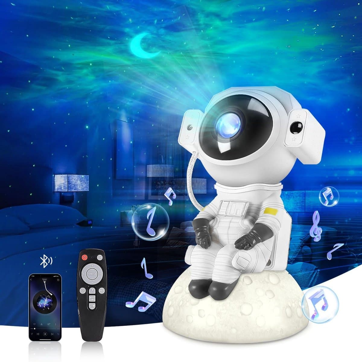 Bluetooth Astronaut Star Light Projector LED Slaapkamer Sfeer Nachtlampje Aurora Moon Nebula Galaxy Verlichting voor kinderen