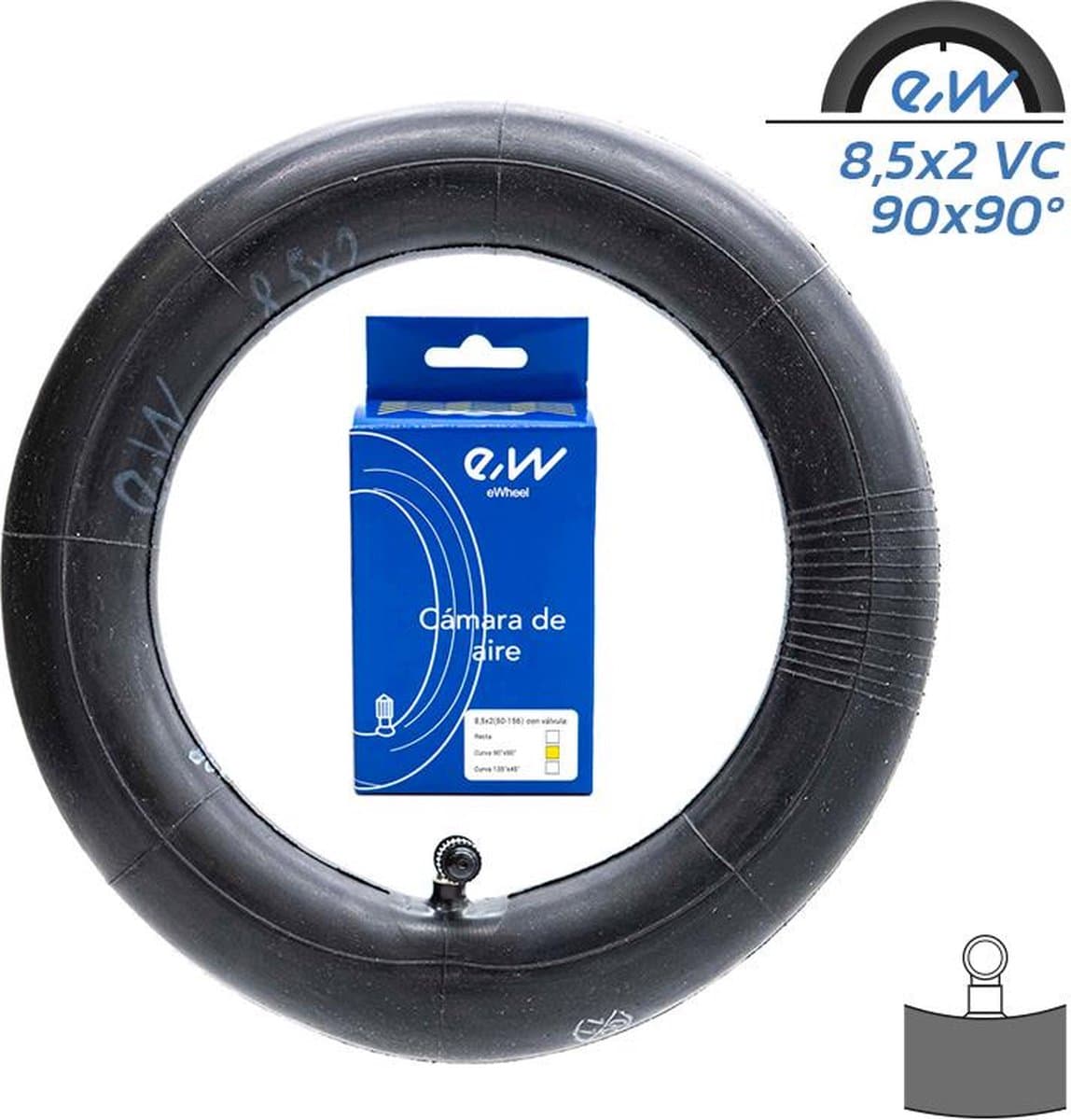 Binnenband 8.5×2 met Gebogen Ventiel (90°) – Geschikt voor Xiaomi, Gotrax, Hiboy & andere E-steps, Hoge kwaliteit