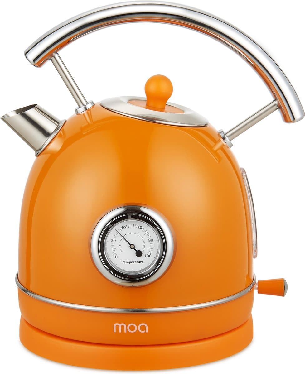 MOA Waterkoker Retro - 1,8 Liter - Elektrische Waterkoker - BPA-vrij - Anti Calcium Filter - RVS - 2200W - Oranje