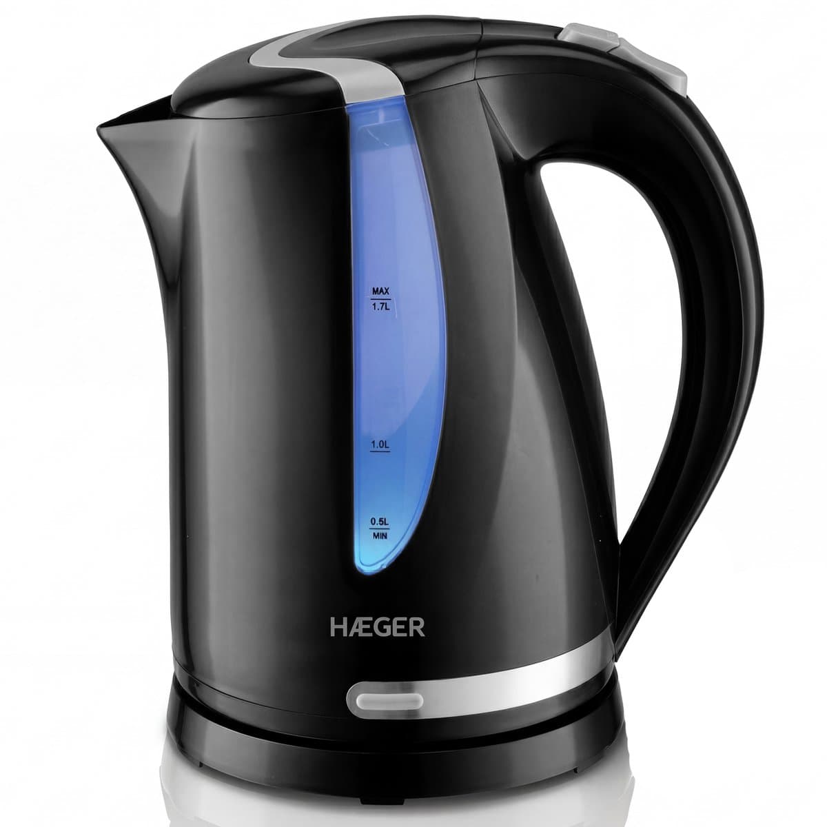 Haeger Blackness Waterkoker - 360° draaibaar - 1.7L - 2200W - Elektrisch - Cool Touch - Zwart