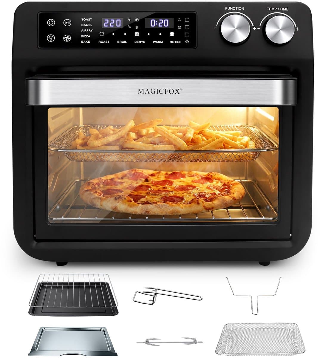 25L Elektrische Heteluchtfriteuse-10 In 1 Heteluchtfriteuse-toasten,bakken-grillen-dehydrateren- rotisserie etc.