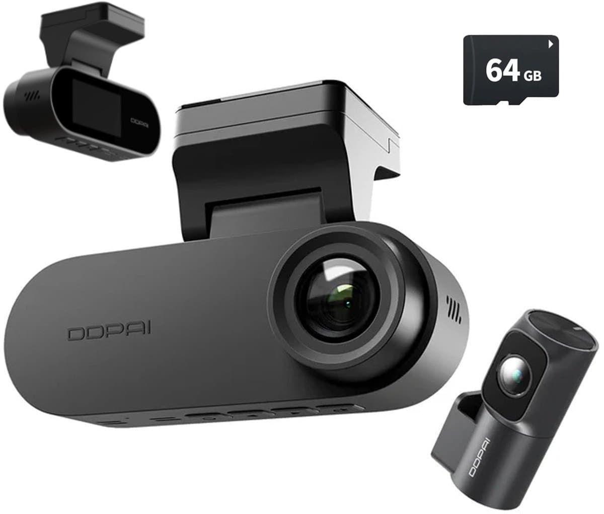 Dashcam Auto Camera Voor en Achter - 4K Beeld - met 64GB SD Kaart - GPS - DDPAI N2