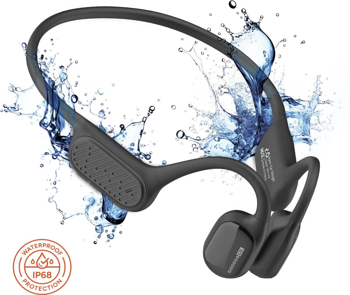 Goods&Co PRO Bone Conduction Headphone - Draadloze sport Oordopjes – Hardloop oortjes - Open Ear Koptelefoon - Sporthoofdtelefoon – IP68 Waterdicht - 32GB geheugen – Bluetooth – Geschikt voor Smartphone & Laptop / Zwart