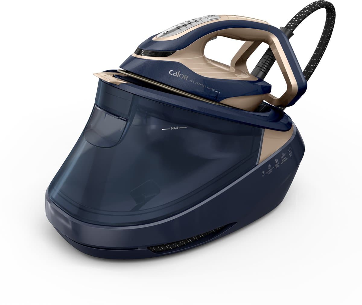 Calor Pro Express Vision Max GV9910C0 – Stoomgenerator 9 bar – 215 g/min continue stoom – 820 g/min stoomboost – Afneembaar reservoir 1,2L – Professionele stoomcentrale
