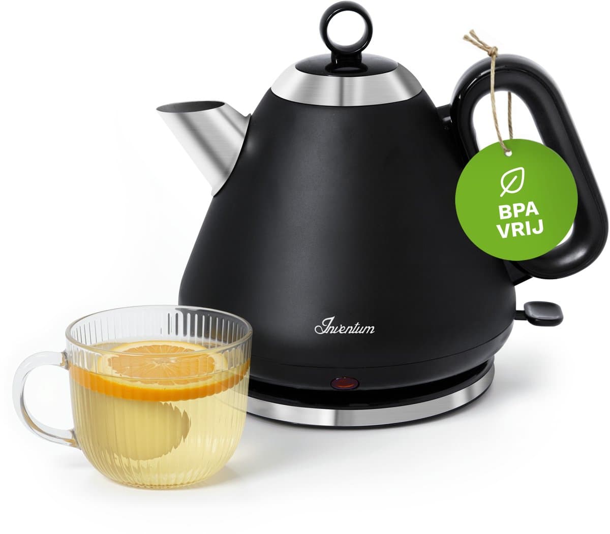 Inventum HW617B - Retro waterkoker - Inhoud 1,7 liter - Roestvrijstaal - 2200 watt - Zwart/RVS