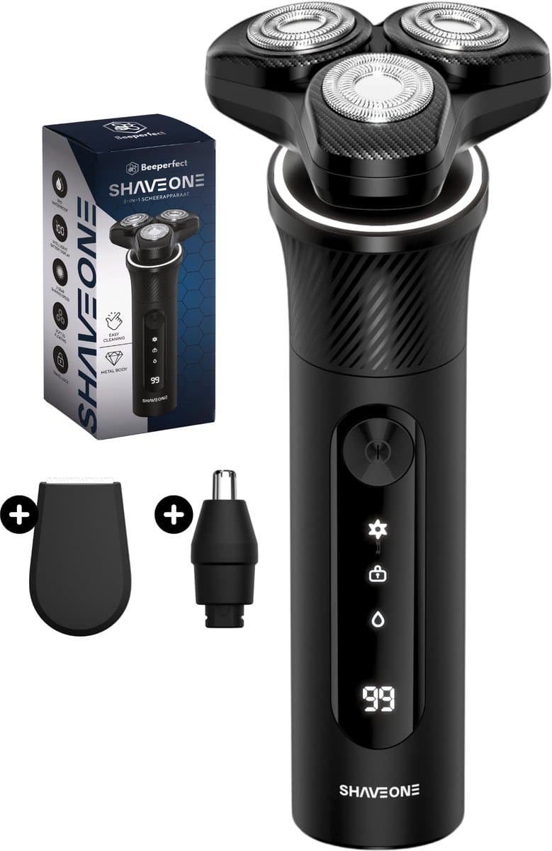 Beeperfect® Scheerapparaat Mannen - Met Trimmer en Neustrimmer - Nat & Droog Scheren - Elektrisch Scheerapparaat - Elektrische Shaver