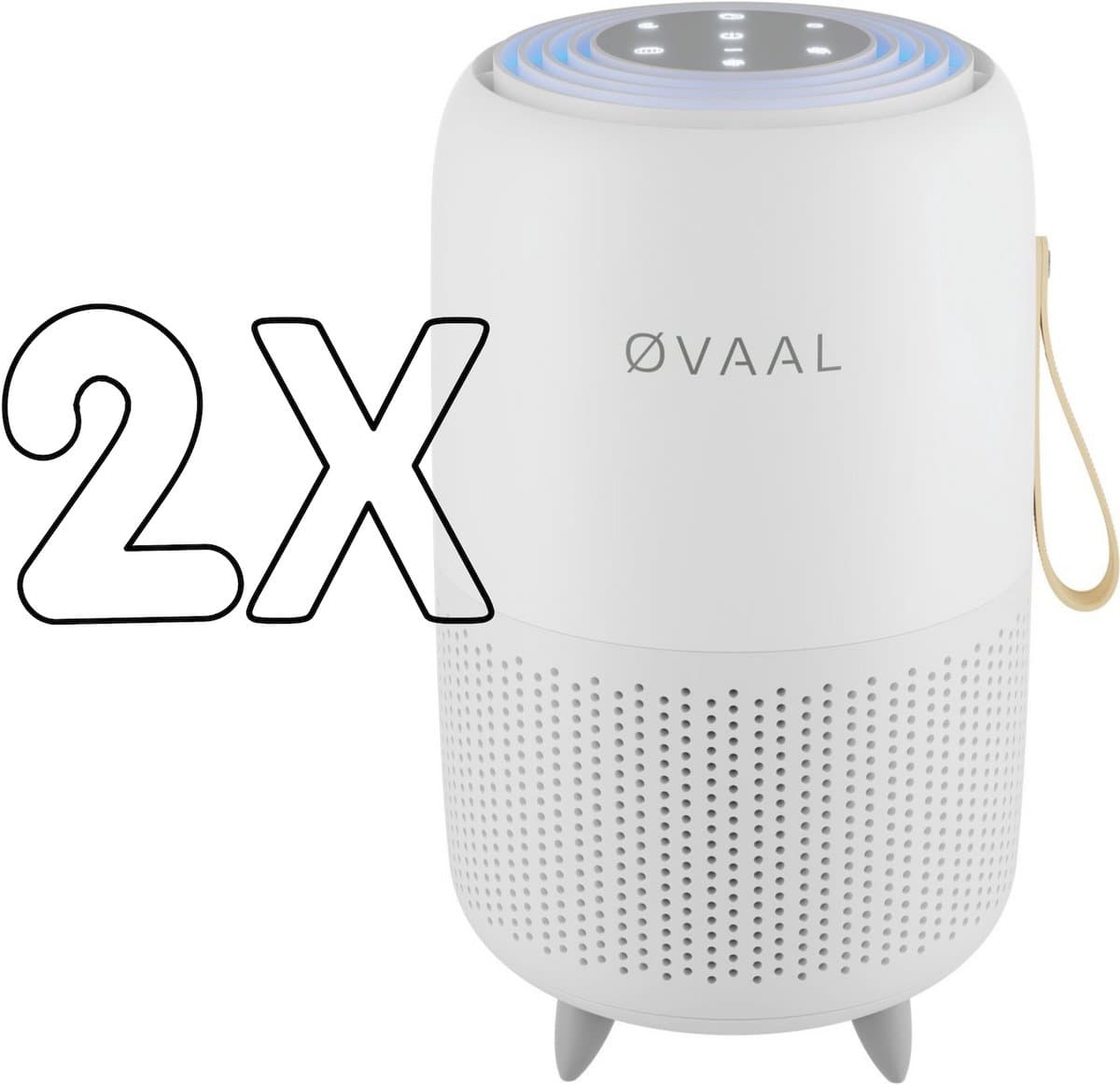 Øvaal Luchtreiniger 2 Stuks - Multi Pack 2 - Air Purifier - met vervangbaar HEPA13 Filter + koolstoffilter - 250 m³/u - Helpt tegen stof, huisstofmijt, hooikoorts en allergie - Slaapstand en Automatische Stand - Luchtkwaliteit Indicator