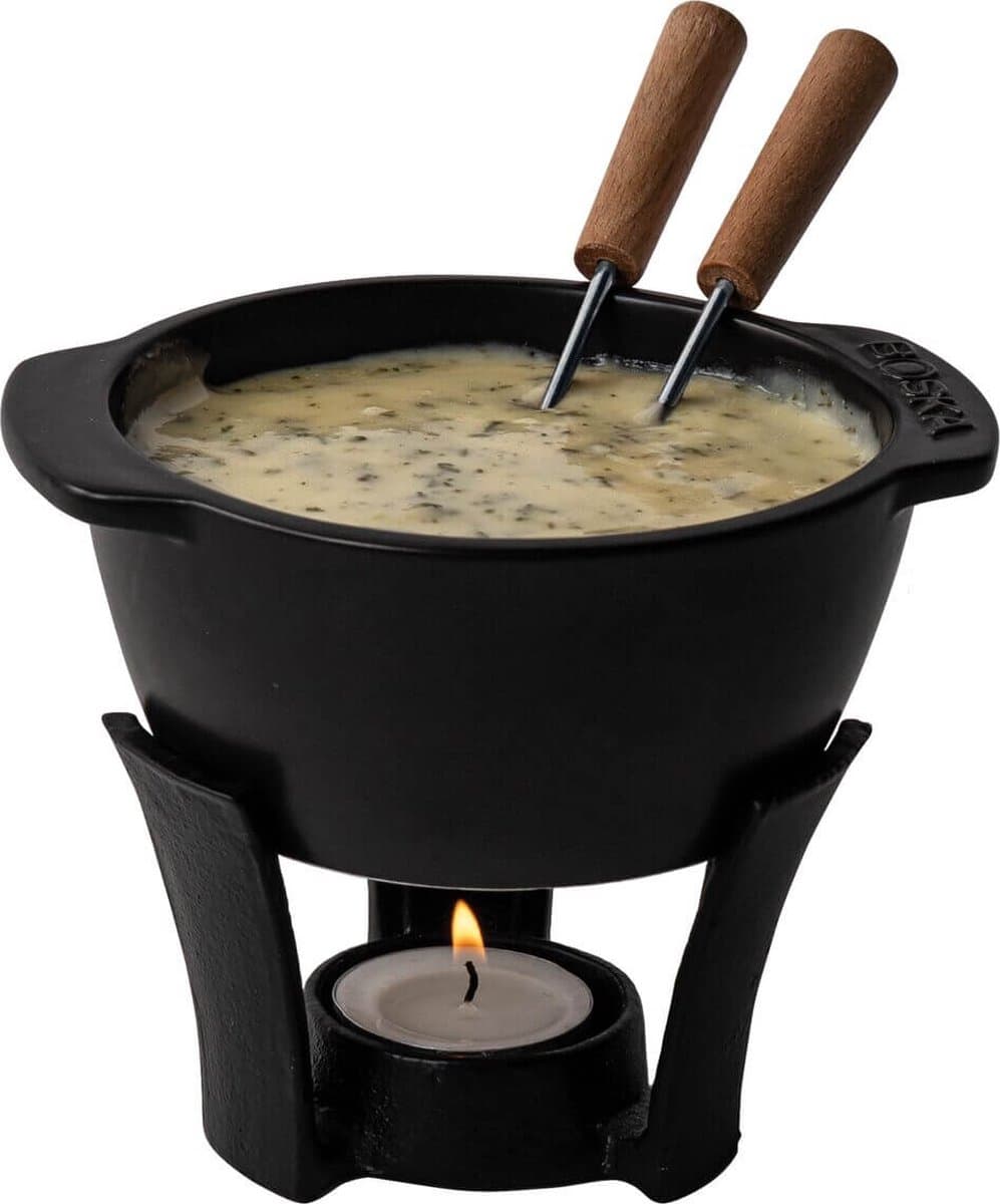 Boska Fondueset Party Mini - Fonduepan - Voor kaasfondue & saus - Zwart - 300 ml