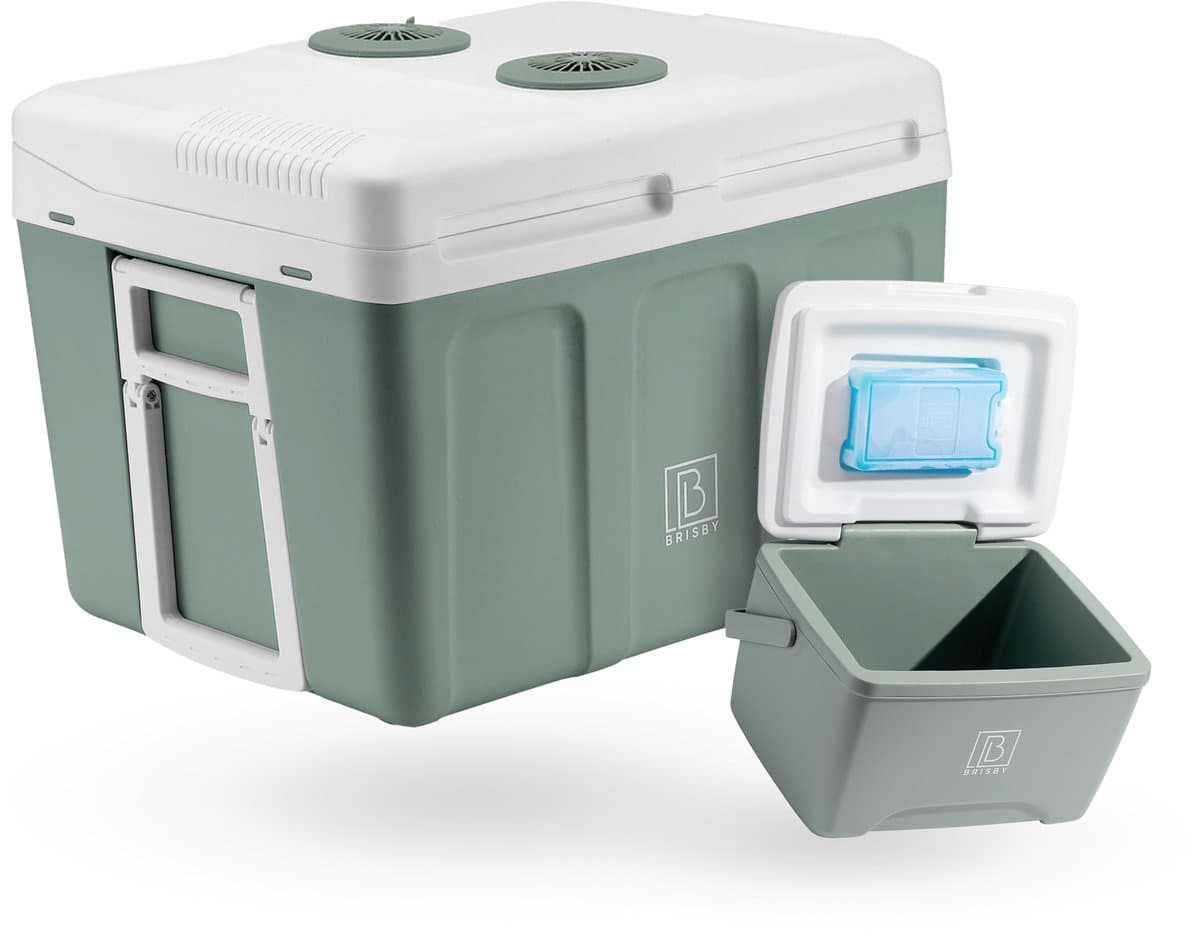 Brisby Elektrische koelbox 40L inclusief 8 Liter passieve koelbox - 12V/230V - Groen