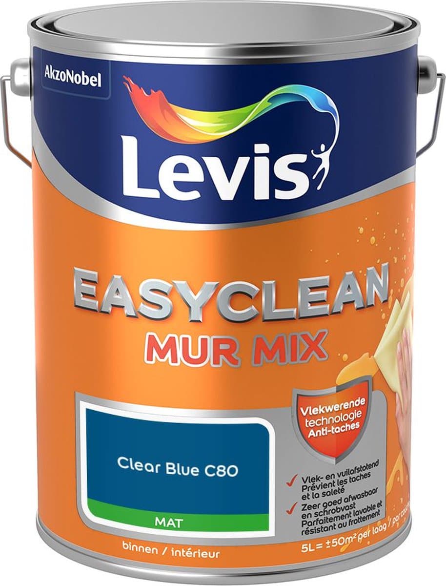 Levis - Easyclean Mur Mat Mix - Clear Blue C80 - Mengverf - 5 L