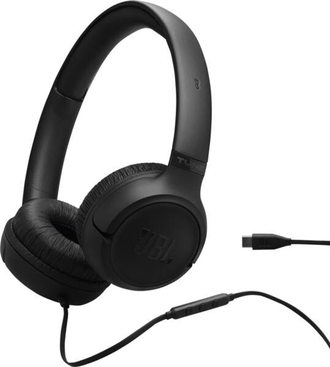 JBL Tune 530 USB-C - USB C Koptelefoon - Bedrade On-ear Headset voor iPhone 15, 16 & 17 - Met Microfoon - JBL Pure Bass - Samsung & Laptop - Zwart