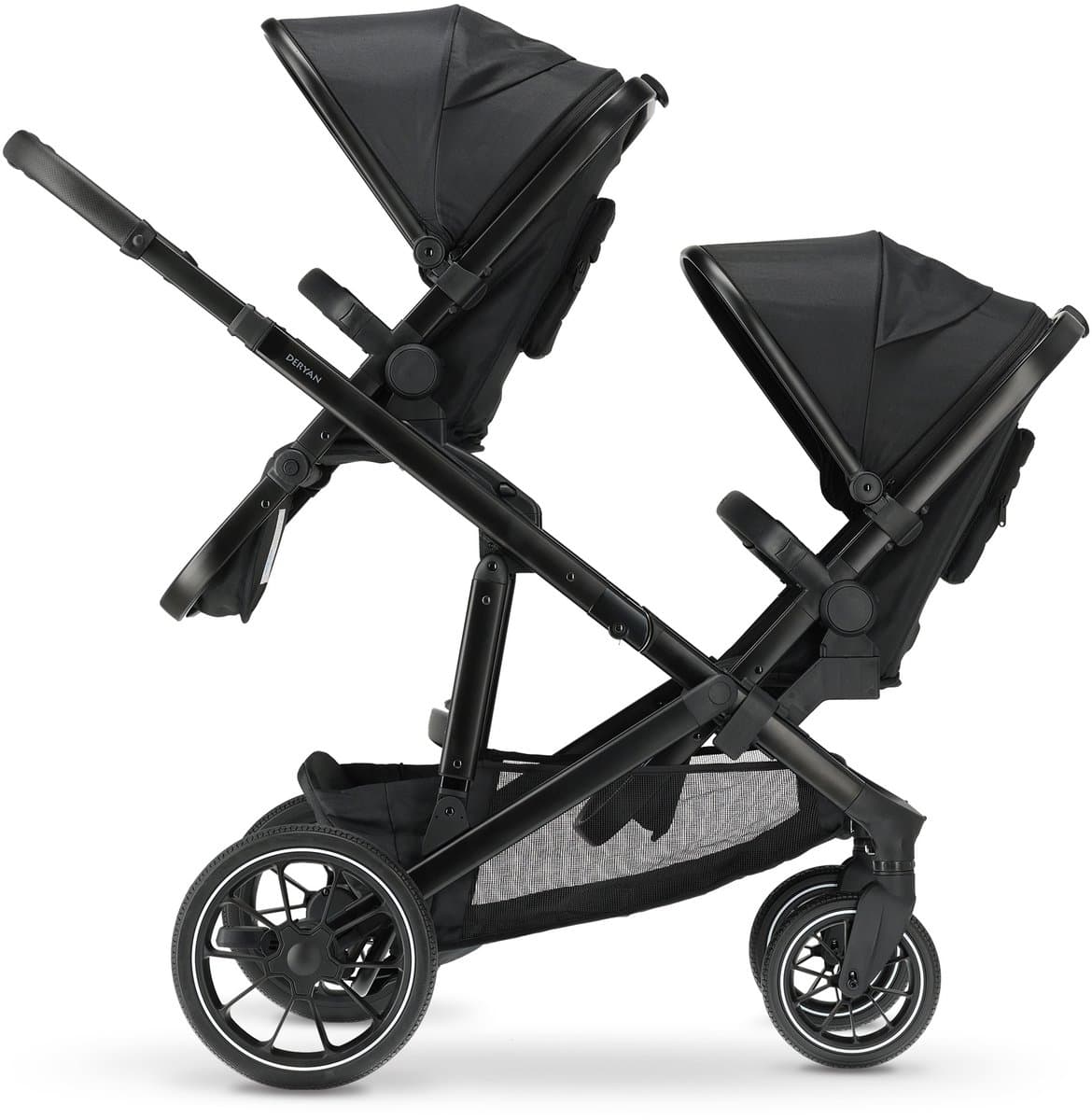 Deryan Evy V2 Duo Kinderwagen - Uitbreidbaar - Extra zitje - Zwart