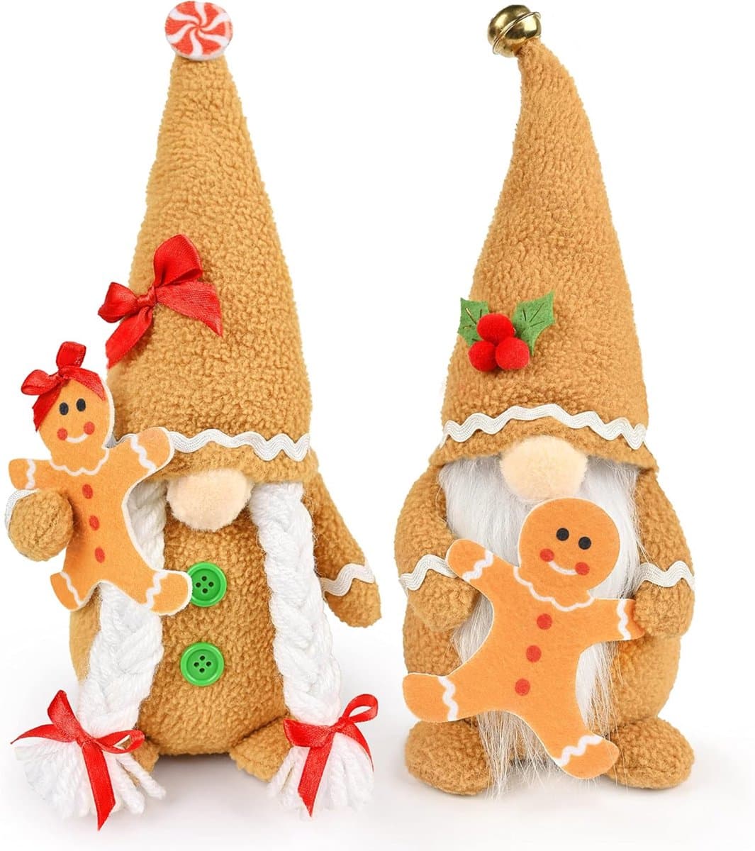 FLOOQ Gnoom Set Gingerbread - Kerstbeelden & Figuren - Kerst Kabouter - Kerstdecoratie voor binnen - Kerstboomversiering - Gnomes - 1 stuk
