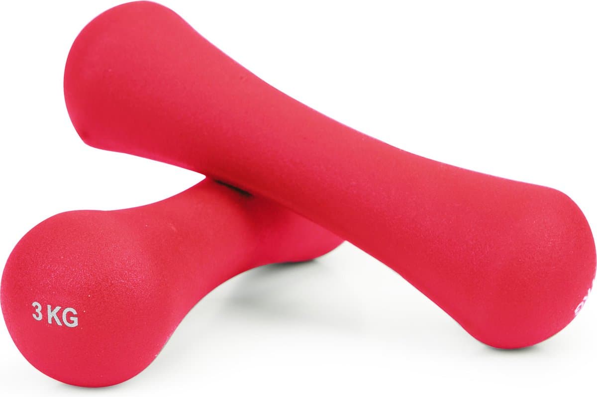 Dumbbell set 6 kg - 2 x 3kg - Neopreen Donker roze - Fitness gewichten