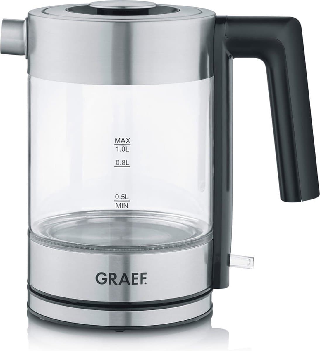 Graef WK300 waterkoker 1 l 2000 W Zwart, Roestvrijstaal, Transparant