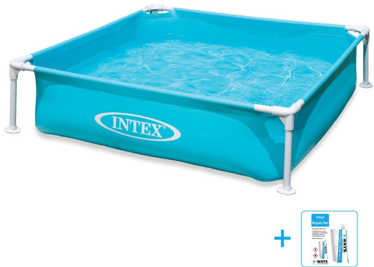 Intex - Opzetzwembad - Mini Frame Baby Pool - Vanaf 2 jaar - 122 x 122 x 30 cm inclusief reparatiesetje
