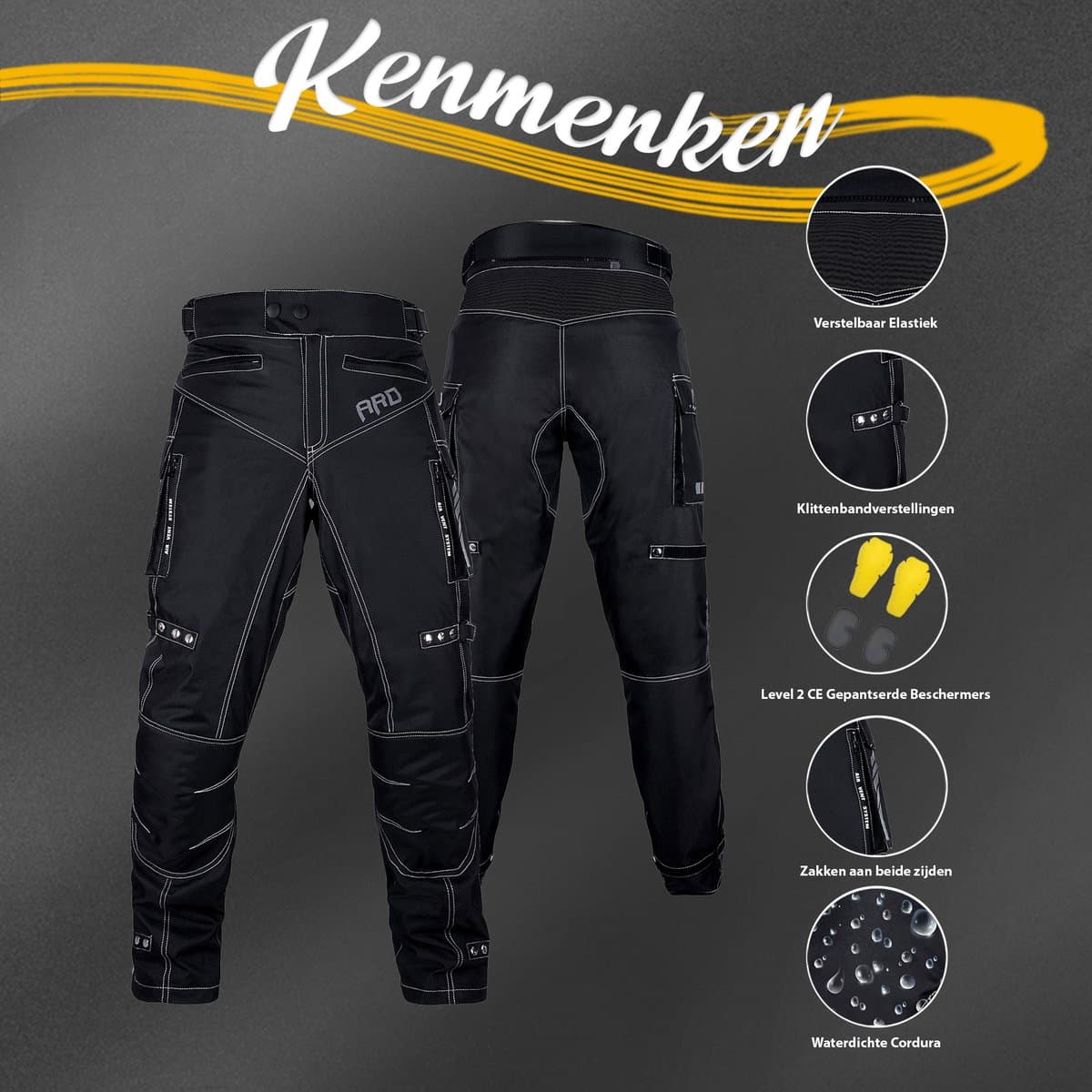 Motorbroek voor heren Dual Sport Motocross Motorbroek Rijden Overbroek Enduro Adventure Touring Waterproof CE Armored All-Weather - (Waist 26''- 28'' Length 32'') - Motorcycle Pants Riding Overpants Enduro Waterproof CE Armored All-Weather