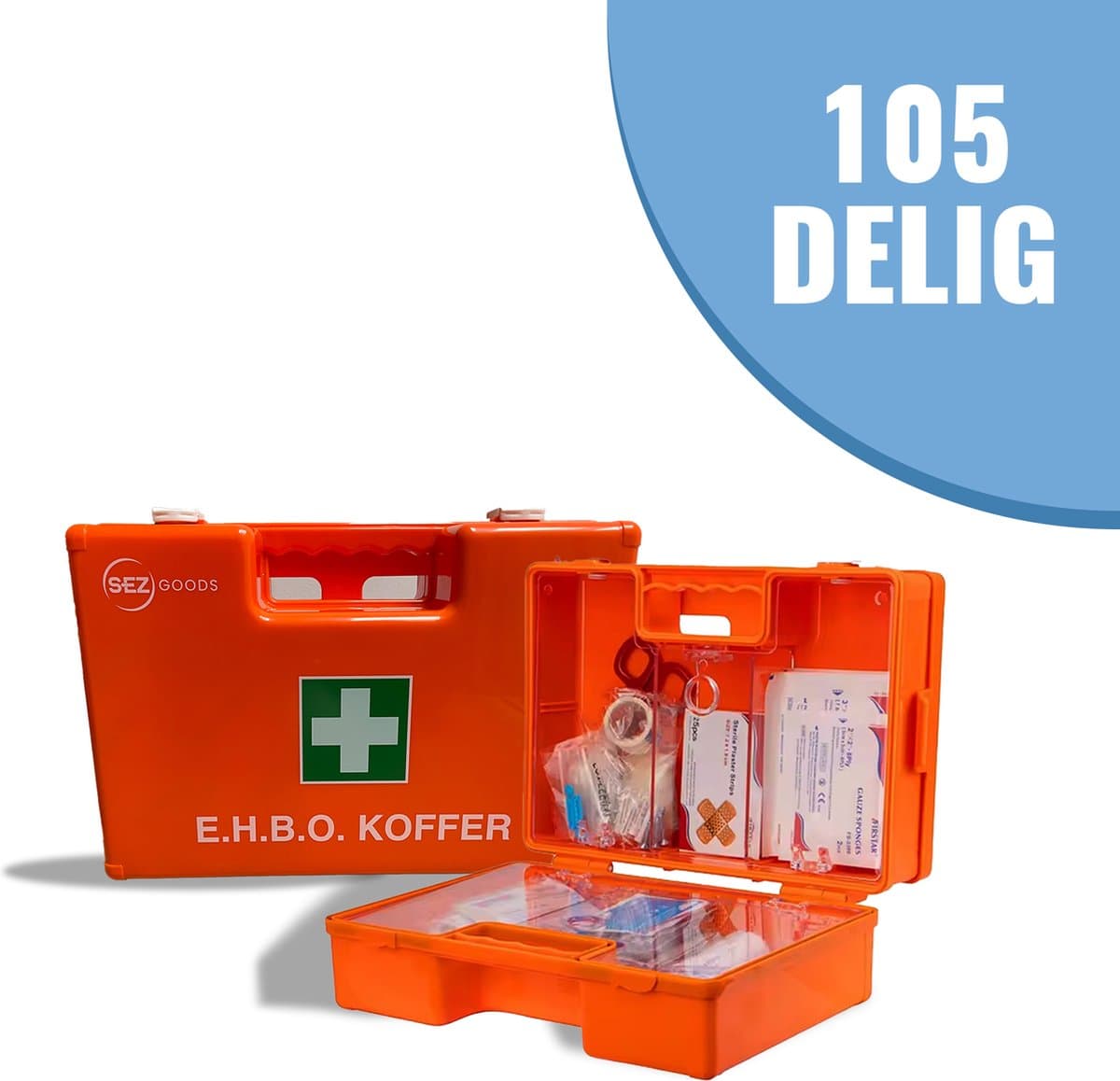 SEZGoods Ehbo Koffer - 105 Delig - Met Wandhouder - Ehbo Doos - Ehbo Kit - Verbanddoos Voor Thuis, Kantoor & Auto - Verbandtrommel