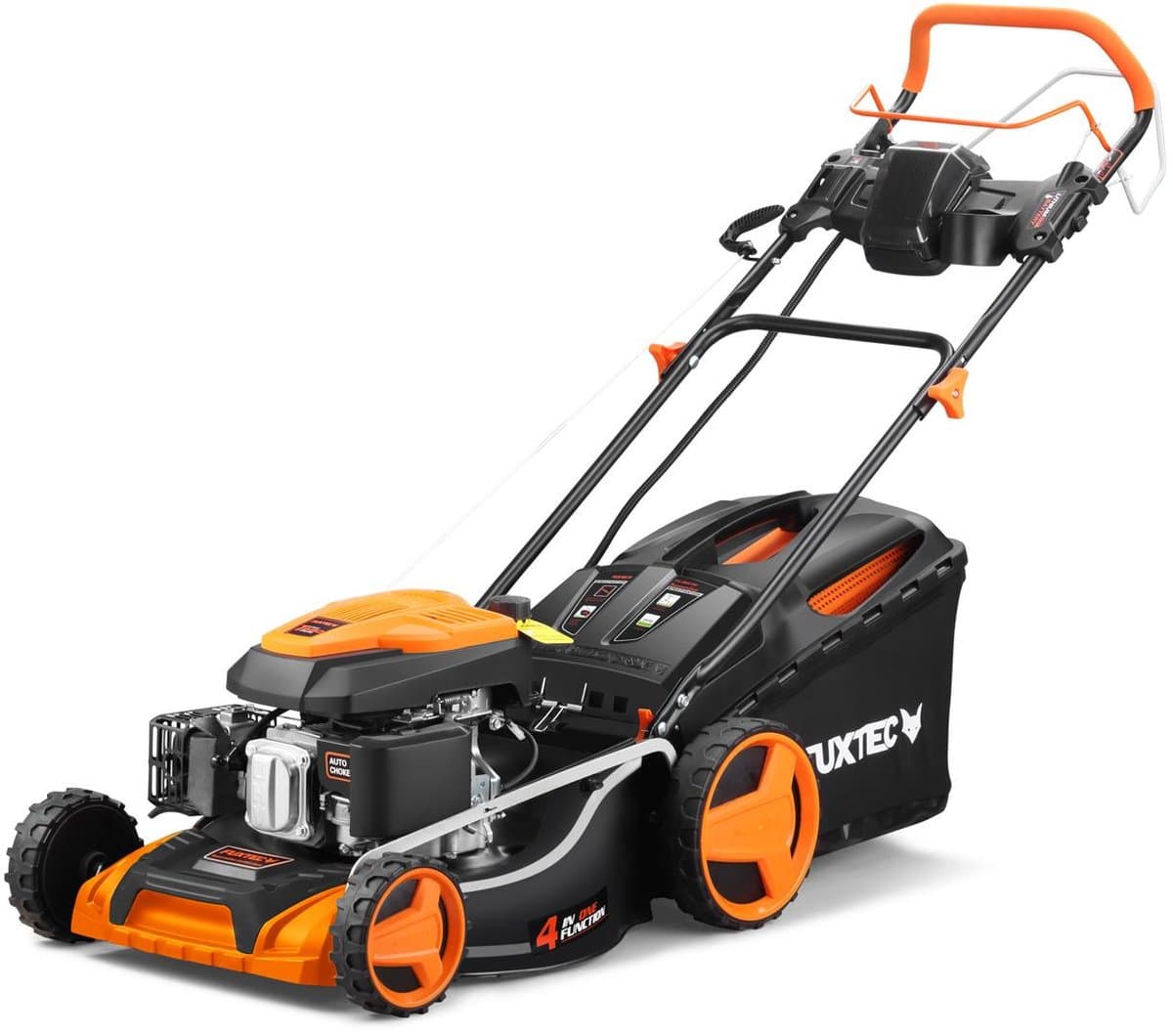 FUXTEC 4in1 Benzine Grasmaaier FX-RM5196eS - Elektrische Start - 6pk/4.4kW - 51cm Maaibreedte ,Hoogteverstelling 25mm-75mm - 4-Takt - Achterwielaandrijving, 60L Grasvanger - Mulchfunctie & Zij-uitworp