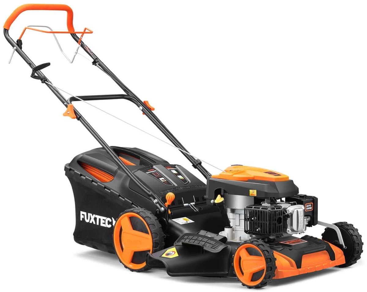 FUXTEC Grasmaaier Benzine - 51cm - Zelfrijdend / Zelftrekkend / Achterwielaandrijving - Mulchfunctie - Opvangbak 60L - FX-RM5196