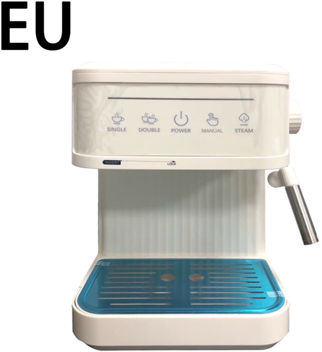 EAFC MK-868 Halfautomatische espressomachine - met 20 bar pomp druk en stoompijpje voor melkschuim, semi-automatisch retro koffiezetapparaat voor thuis - wit