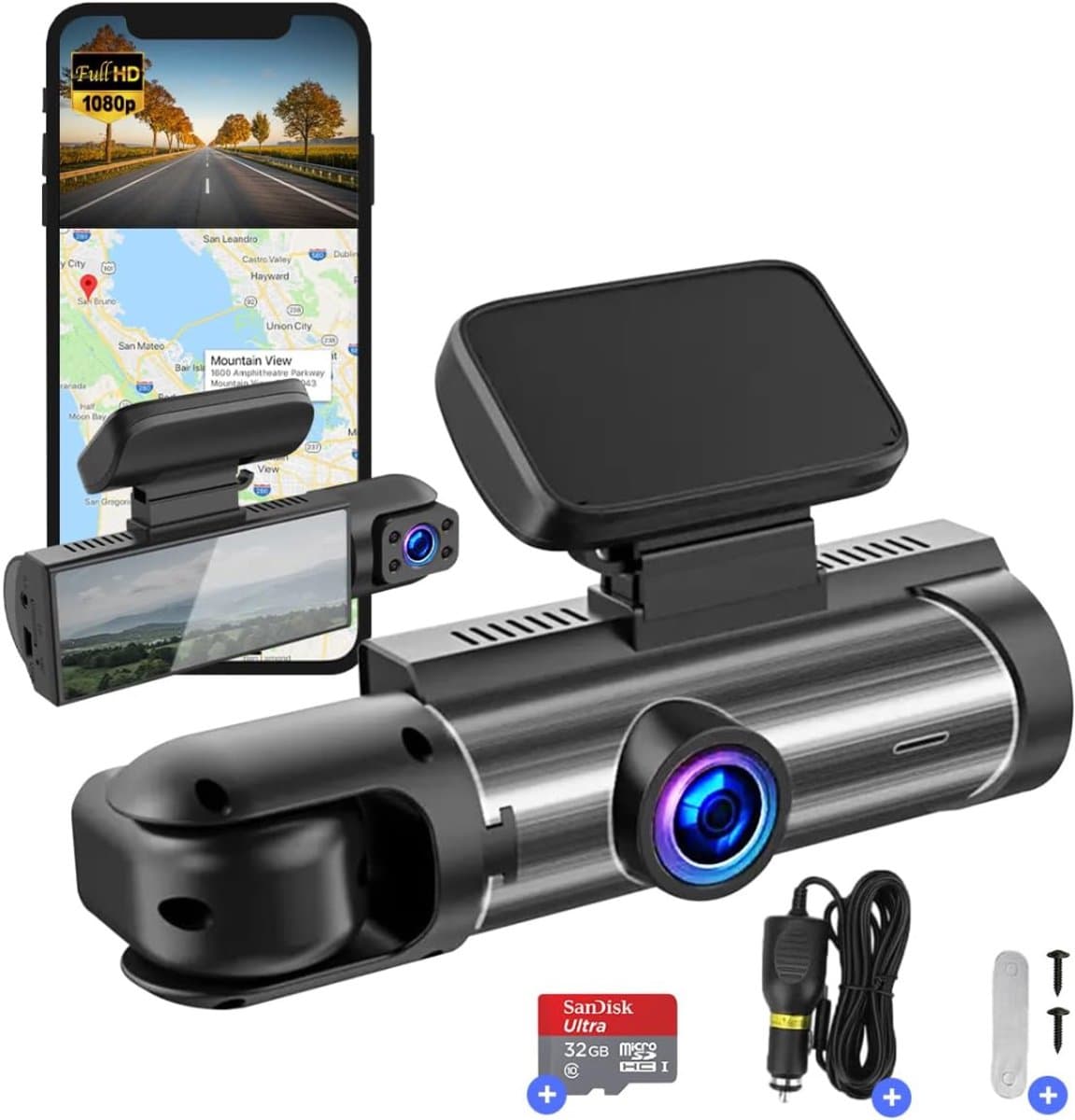 Dashcam voor Auto - Dual - Camerabewaking - Full HD - Zwart